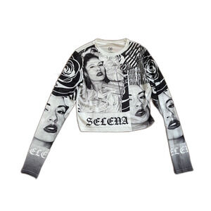 Official Selena Quintanilla Collage Mesh Long Sleeve Crop Top Y2K Size M